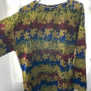 Zara Embroidered Long Sleeve Floral Shirt Dress Lg